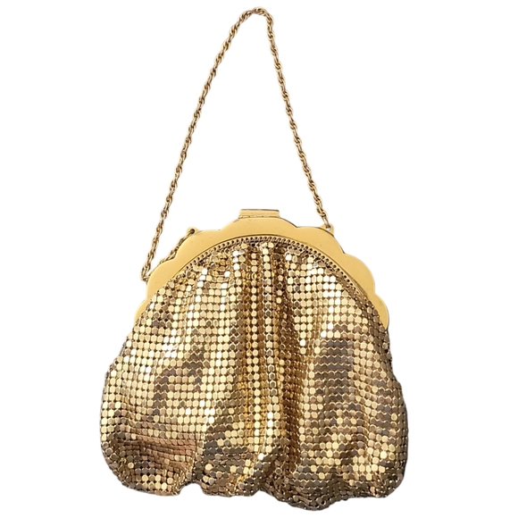 Whiting & Davis Co Gold Mesh Evening Bag With Rhinestone Clasp - Picture 4 of 15